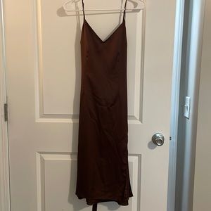 Abercrombie & Fitch Brown Satin Slip Dress